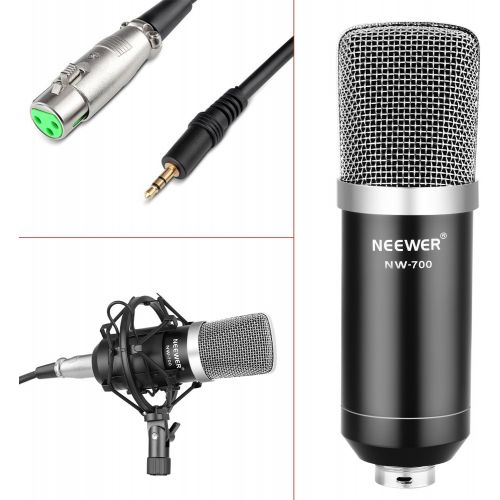 니워 Neewer NW-700 Professional Studio Broadcasting Recording Condenser Microphone & NW-35 Adjustable Recording Microphone Suspension Scissor Arm Stand with Shock Mount and Mounting Cla