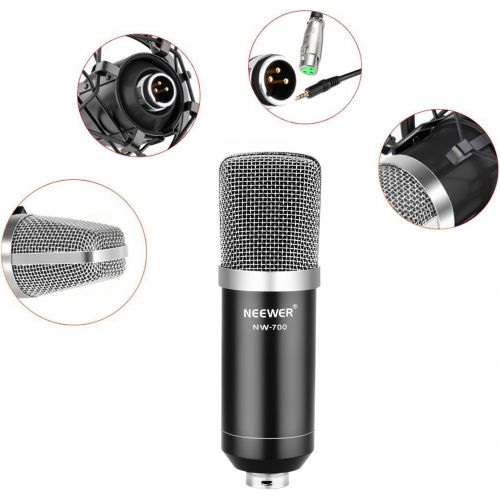 니워 Neewer NW-700 Professional Studio Broadcasting Recording Condenser Microphone & NW-35 Adjustable Recording Microphone Suspension Scissor Arm Stand with Shock Mount and Mounting Cla