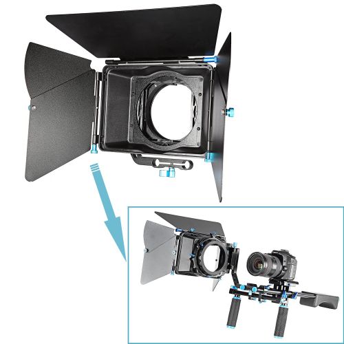 니워 Neewer Aluminum Alloy Swing-away Design Matte Box with Filter Tray,Fit 15mm Rail Rod Rig,for Nikon Canon Sony Fujifilm Olympus DSLR Camera,Camcorder Video Movie Film Making System