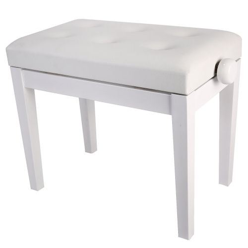 니워 Neewer Padded Wooden Piano Bench and Keyboard Seat, 18.8-22.8 inches48-58 centimeters Height, Thick and Smooth PU Leather Pillow Cushion for Deluxe Comfort (White)