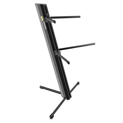 니워 Neewer Keyboard Stand, Solid Aluminum-Alloy Construction, 2-tier Column Design with Boom Pocket and 2-bar ArmsTripod Base for Electronic Keyboard (Black)