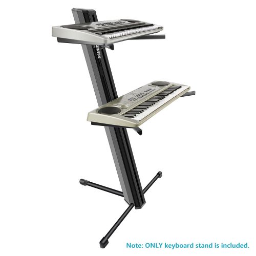 니워 Neewer Keyboard Stand, Solid Aluminum-Alloy Construction, 2-tier Column Design with Boom Pocket and 2-bar ArmsTripod Base for Electronic Keyboard (Black)