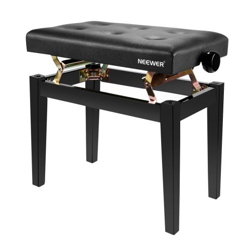 니워 Neewer NW-009 Adjustable Deluxe Padded Piano Bench - Music Keyboard Bench, Leather Backless Stool, Solid Hard Wood Construction with Load Capacity up to 250 pounds110 kilograms (B