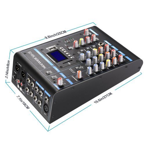 니워 Neewer Stereo Mixer 5 Channel Compact Mini Mixing Console Echo DSP Effects, LCD Display Screen, Built-in SD cardUSB48V Phantom Power Functions for Sound Recording, Music Editing