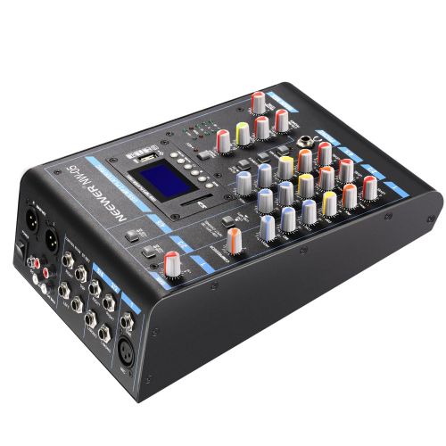 니워 Neewer Stereo Mixer 5 Channel Compact Mini Mixing Console Echo DSP Effects, LCD Display Screen, Built-in SD cardUSB48V Phantom Power Functions for Sound Recording, Music Editing