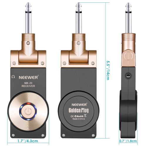 니워 Neewer 2.4GHZ Wireless Rechargeable Guitar Transmitter Receiver, Wireless Guitar System with Battery Indicator Function (NW-20)