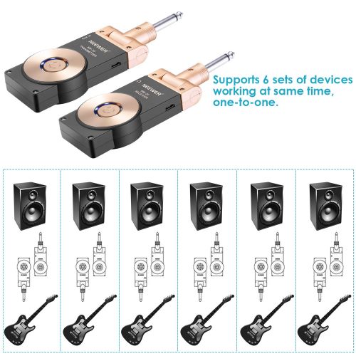 니워 Neewer 2.4GHZ Wireless Rechargeable Guitar Transmitter Receiver, Wireless Guitar System with Battery Indicator Function (NW-20)