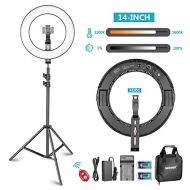 Neewer 14-inch Outer Dimmable Bi-Color SMD LED Ring Light Lighting Kit for Smartphone Video Shooting with (1) Light Stand,(1) Ball Head,(1) Phone Holder,(2) Li-ion Battery,(1) Char