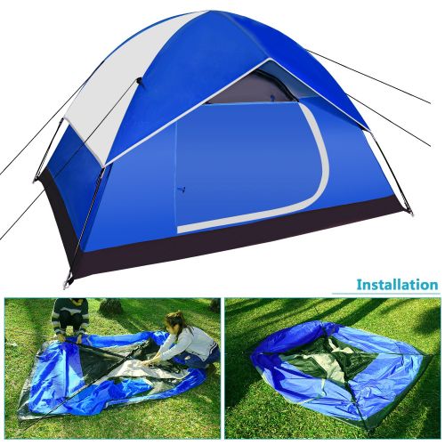 니워 Neewer Backpacking Tents Outdoor Sports Tent - Compact Lightweight 2 to 3 person Pop-up Shelter for Camping Hiking Beach Park Mountain Area with Zippered Carrying Bag, 83x59x47 inc