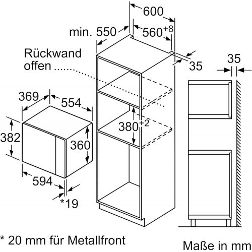  Neff HLAGD53N0 Einbau-Mikrowelle N50 / 38,2 x 59,4 cm (H x B) / 25 l / Edelstahl / Grill / Auftaufunktion / Garfunktion / 8 Automatikprogramme