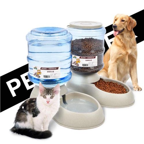  Neggcy Dog Puppy Cat Pet Automatic Feeder Dispenser Meal Tray Animal Water Bottle Food Bowl Portion Control