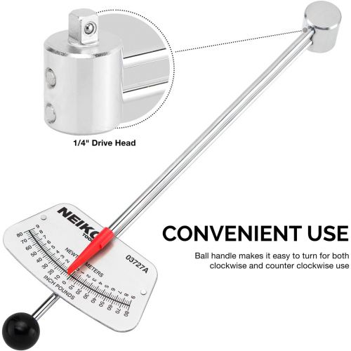  Neiko 03727A 1/4-Inch Drive Beam Style Torque Wrench | 0-80 in/lb 9 Nm