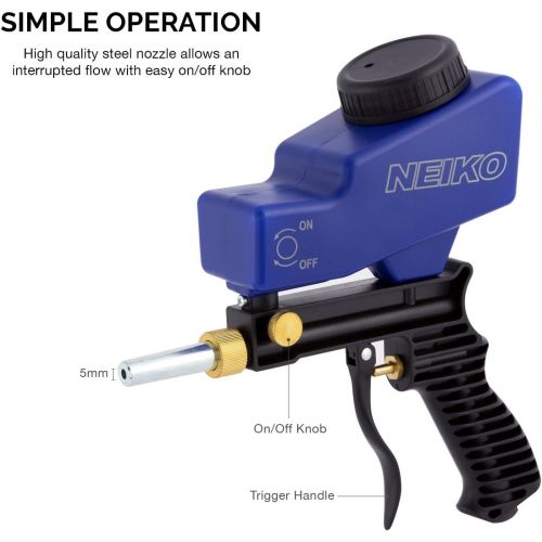  [아마존베스트]Neiko 30068A Abrasive Air Sand Blaster Handheld Gun | Replaceable Steel Nozzle | Various Media Compatible Gravity Feed Hopper