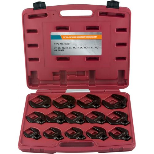  Neiko 03326A 12-inch Drive Metric Crowfoot Wrench Set, Jumbo Size, CR-MO, 27-50mm | 14-Piece Set