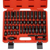 Neiko 02443A Complete Impact Socket Set, 38 Piece, CR-V Steel, 6-Point, SAE & Metric, Deep & Shallow, 3/8 and 1/2 Drive