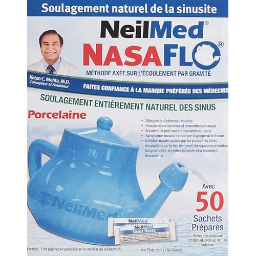  NeilMed Nasaflo Porcelain Neti Pot, 50 Count (packaging may vary)