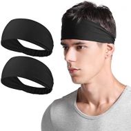 Neitooh Headbands for Men Women(2 Pack), Mens Headband Elastic Sweat Wicking Non Slip for Workout Running Sports Travel Fitness Riding Cycling Hiking, Lightweight Breathable Headsc