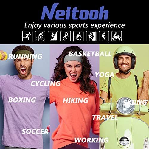  Neitooh Headbands for Men Women(2 Pack), Mens Headband Elastic Sweat Wicking Non Slip for Workout Running Sports Travel Fitness Riding Cycling Hiking, Lightweight Breathable Headsc