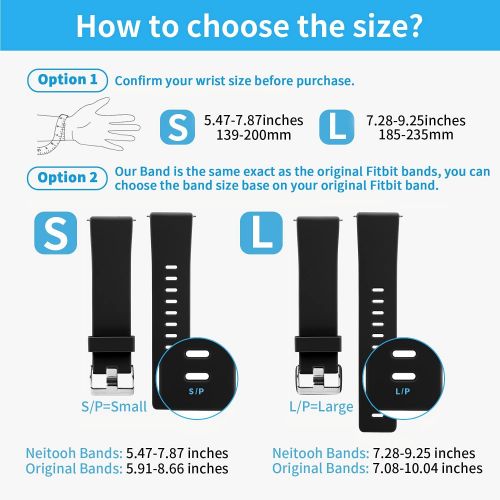  [아마존베스트]Neitooh 4 Packs Bands Compatible with Fitbit Versa/Versa 2/Fitbit Versa Lite for Women and Men, Classic Soft Silicone Sport Strap Replacement Wristband for Fitbit Versa Smart Watch