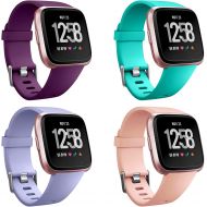 [아마존베스트]Neitooh 4 Packs Bands Compatible with Fitbit Versa/Versa 2/Fitbit Versa Lite for Women and Men, Classic Soft Silicone Sport Strap Replacement Wristband for Fitbit Versa Smart Watch