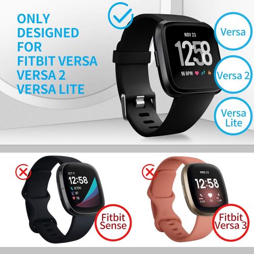  [아마존베스트]Neitooh 4 Packs Bands Compatible with Fitbit Versa/Versa 2/Fitbit Versa Lite for Women and Men, Classic Soft Silicone Sport Strap Replacement Wristband (Small, Black/White/Sand Pin