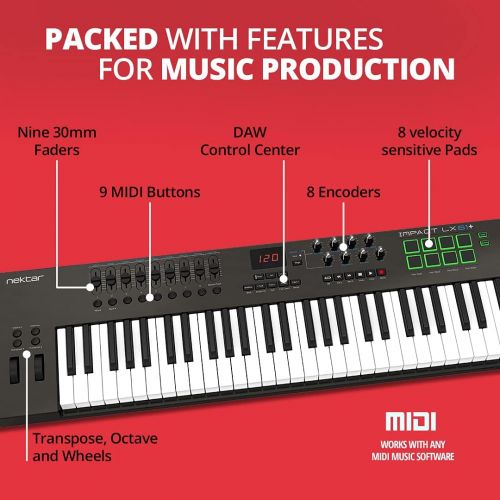  [아마존베스트]Nektar Impact LX61 + USB MIDI controller keyboard with DAW integration & RockJam xfinity double-braced pre highly parameterable keyboard stand assembled with locking tabs