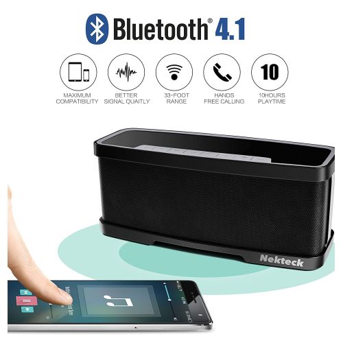  Nekteck NK-S1 Bluetooth Speakers 2.1 Channel Wireless Portable Speaker with Mic, Stereo 20W Premium Audio from 10W Drivers, 10W Subwoofer and Dual Passive Radiators, 2 Mode Equaliz