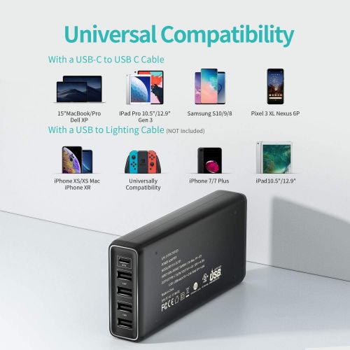  [아마존 핫딜]  [아마존핫딜]Nekteck USB C Wall Charger, 111W 5 Port USB Wall Charger USB-IF Certified with One 87W Type C Power Delivery Port for 2017 MacBook Pro, Pixel 3/2/XL Galaxy S9 Plus iPad Pro 2018 an