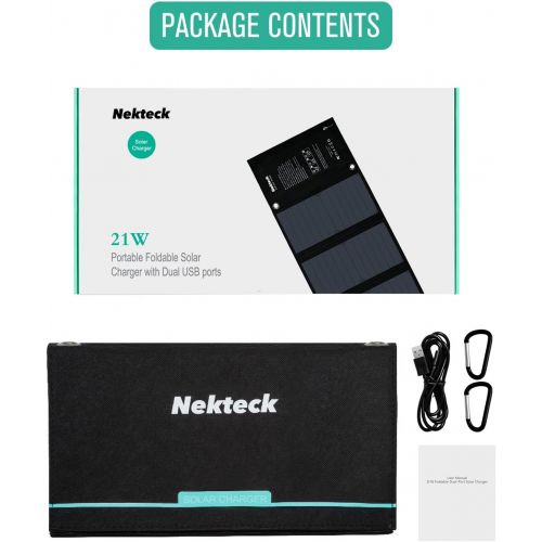  [아마존핫딜][아마존 핫딜] Nekteck 21W Portable Solar Panel Charger, Waterproof Camping Gear Solar Powered Charger with 2 USB Port for iPhone X/8 Plus, Samsung Galaxy s9/s8,iPad, Tablet and Any USB Devices