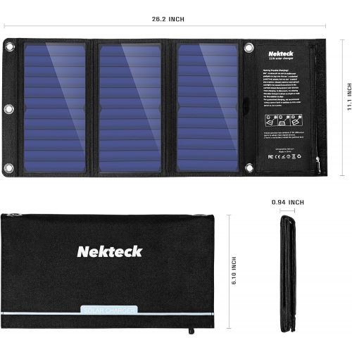  [아마존핫딜][아마존 핫딜] Nekteck 21W Portable Solar Panel Charger, Waterproof Camping Gear Solar Powered Charger with 2 USB Port for iPhone X/8 Plus, Samsung Galaxy s9/s8,iPad, Tablet and Any USB Devices