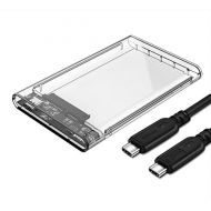 Nekteck Transparent Plastic Case SATA to USB C Hard Disk Enclosure HDD/SSD Adapter Case with USB Type C to C Gen 2 Cable Tool Free Hard Drive Enclosure - 2.5 Inch
