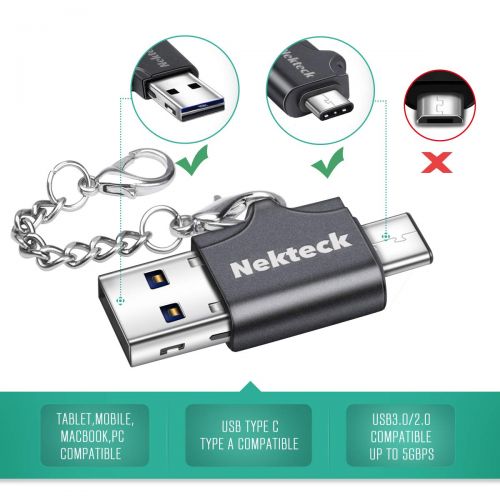  Nekteck 64GB Flash Drive USB Type C 3.1 & USB-A Dual Plug Flash Memory with Keychain,USB Drive USB Stick OTG Ready for Smartphones, Tablets and New MacBook, Google Piexl 3 2XL