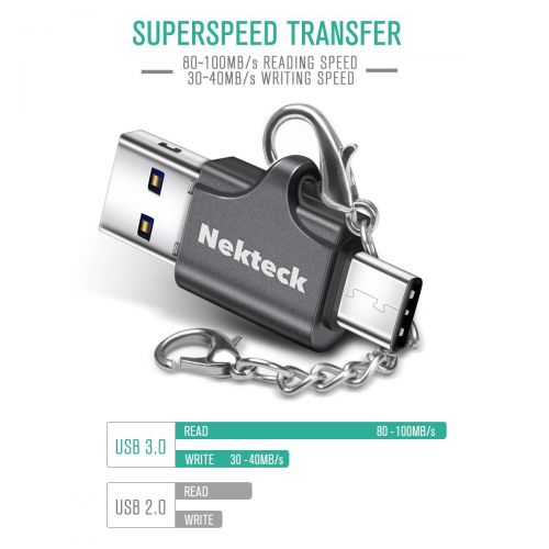  Nekteck 64GB Flash Drive USB Type C 3.1 & USB-A Dual Plug Flash Memory with Keychain,USB Drive USB Stick OTG Ready for Smartphones, Tablets and New MacBook, Google Piexl 3 2XL