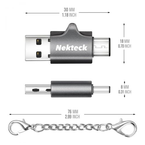  Nekteck 64GB Flash Drive USB Type C 3.1 & USB-A Dual Plug Flash Memory with Keychain,USB Drive USB Stick OTG Ready for Smartphones, Tablets and New MacBook, Google Piexl 3 2XL