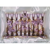 NekudatChen Hanukia Menorah 9 branches Hanuka special enamel heavy Jerusalem design 8 inch high