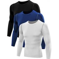 Neleus Mens 3 Pack Athletic Compression Sport Running Long Sleeve T Shirt