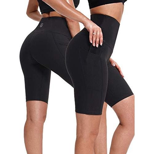  Neleus Womens High Waist Yoga Shorts Tummy Control Workout Running Compression Shorts with Pocket