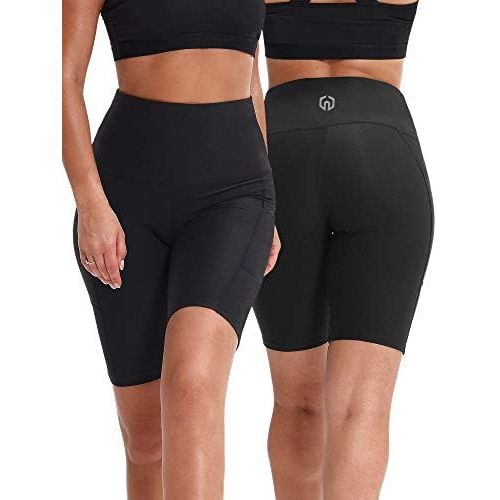  Neleus Womens High Waist Yoga Shorts Tummy Control Workout Running Compression Shorts with Pocket