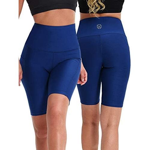  Neleus Womens High Waist Yoga Shorts Tummy Control Workout Running Compression Shorts with Pocket