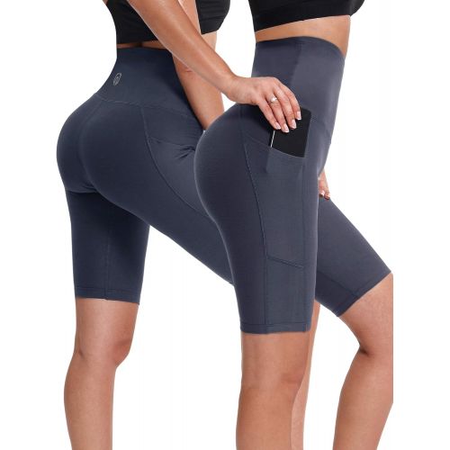  Neleus Womens High Waist Yoga Shorts Tummy Control Workout Running Compression Shorts with Pocket