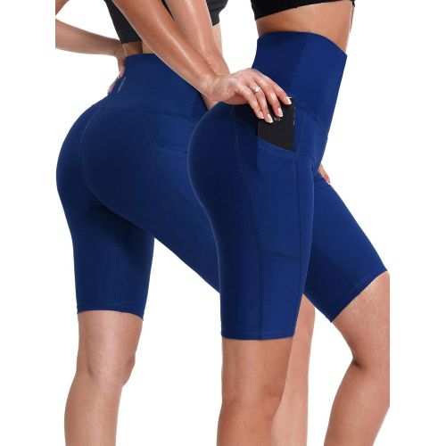  Neleus Womens High Waist Yoga Shorts Tummy Control Workout Running Compression Shorts with Pocket