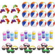 Neliblu Mega Pool Party and Beach Party Favors - Summer Fun Toy Mega Assortment Bulk Pack of 48 Kids Toys Includes - Kids Sunglasses Party Favors, Inflatable Beach Balls, Water Gun Squirts