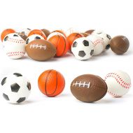 Neliblu Set of 24 Sports 2.5 Stress Balls - Includes Soccer Ball, Basketball, Football, Baseball Squeeze Balls for Stress Relief, Party Favors, Ball Games and Prizes, Stocking Stuffers - B