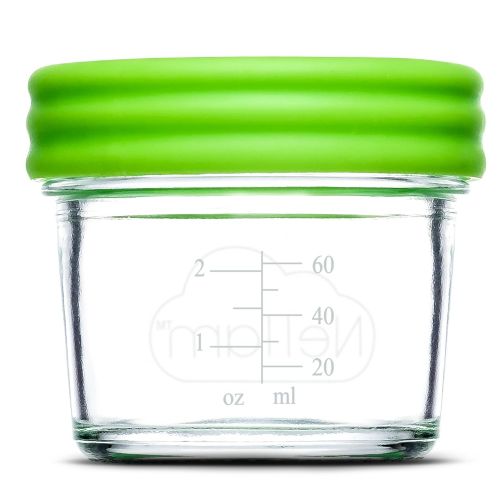  Nellam Baby Food Storage Containers - Leakproof, Airtight, Glass Jars for Freezing & Homemade Babyfood Prep - Reusable, BPA Free, 12 x 4oz Set, that is Microwave & Freezer Safe