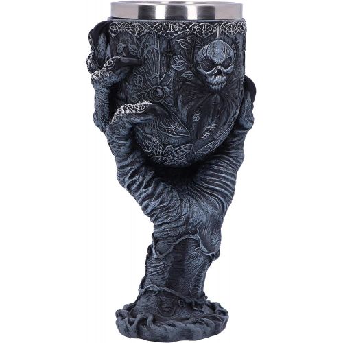  [아마존베스트]Nemesis Now Baphomets Grasp Horror Hand Goblet Glass, Polyresin, Black and Silver, 18cm
