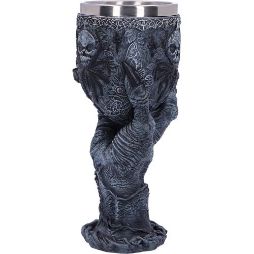  [아마존베스트]Nemesis Now Baphomets Grasp Horror Hand Goblet Glass, Polyresin, Black and Silver, 18cm