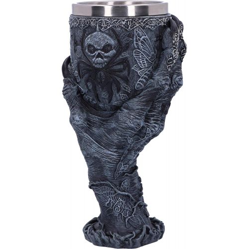  [아마존베스트]Nemesis Now Baphomets Grasp Horror Hand Goblet Glass, Polyresin, Black and Silver, 18cm