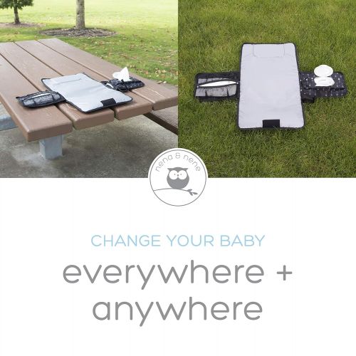  Nena & Nene Portable Changing Pad Large | Waterproof Baby Changing Pad Station for Travel with Extra Padding for Comfort & Built-in Pillow; Diaper Changing Pad Portable Detachable with One Han