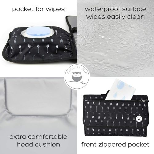  Nena & Nene Portable Changing Pad Large | Waterproof Baby Changing Pad Station for Travel with Extra Padding for Comfort & Built-in Pillow; Diaper Changing Pad Portable Detachable with One Han