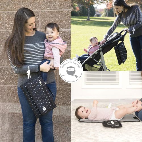  Nena & Nene Portable Changing Pad Large | Waterproof Baby Changing Pad Station for Travel with Extra Padding for Comfort & Built-in Pillow; Diaper Changing Pad Portable Detachable with One Han